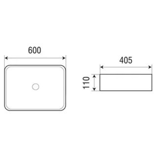 Раковина накладная Azario 60х40.5х11 фаянс, цвет Белый (AZ2174)