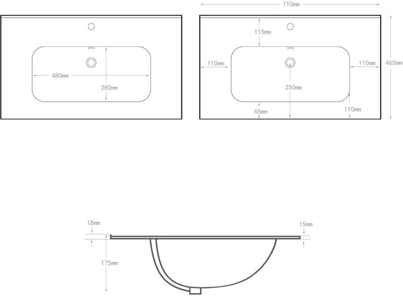 Раковина Aquanet Flat 284027 70 см белый