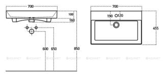 Мебельная раковина Sanovit Slim Synergy 70 см