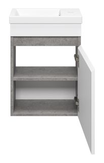 Подвесная тумба под раковину Misty Ронда 40см белый/бетон Чикаго светло-серый