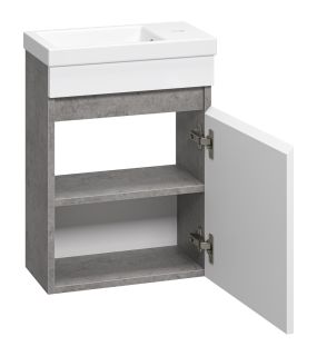 Подвесная тумба под раковину Misty Ронда 40см белый/бетон Чикаго светло-серый