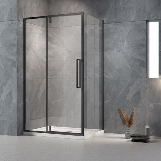 Душевой уголок Veconi Rovigo RV-034B, 1100х700х1950, черный, прозрачное стекло