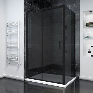 Душевой уголок Veconi Rovigo RV-055BT, 1500х800х1950, черный матовый, тонированное стекло