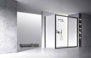 Душевой уголок Veconi Rovigo RV-060B, 1600х1200х1950, черный, стекло прозрачное