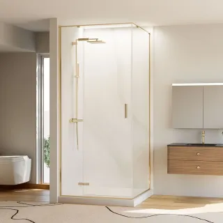 Душевой уголок Veconi Rovigo RV-073G, 1200х800х1950, золото брашинг, прозрачное стекло