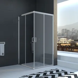 Душевой уголок Veconi Rovigo RV-11, 800x800x1950, хром, стекло прозрачное