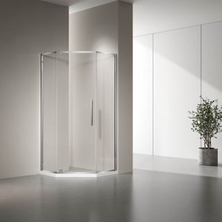 Душевой уголок Veconi Rovigo RV-35, 800х800х1950, хром, прозрачное стекло
