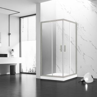 Душевой уголок Veconi Rovigo RV-83, 1200х800х1950, никель брашинг, прозрачное стекло