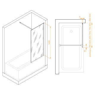Шторка на ванну RGW SC-050 351105009-11 90см хром