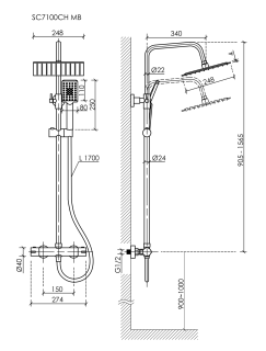 Душевая стойка Sancos Kanedo SC7100CH с термостатом, хром