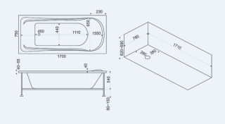 Панель фронтальная для ванны Bas Мальта 170