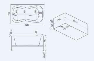 Панель фронтальная для ванны Bas Кемерон 120
