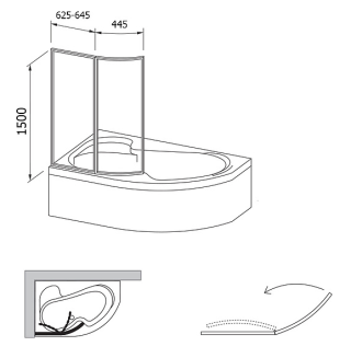 Шторка на ванну Ravak Supernova VSK2 Rosa 170 76PB010041 Rain профиль белый правый