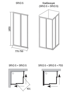 Душевая дверь Ravak Supernova SRV2-80 S 14V40102Z1 Transparent профиль белый
