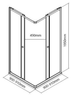 Душевой уголок by Deonria Kupe U-90-90-6-G-B 90x90см чёрный/графит