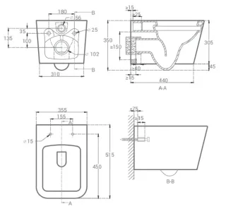 Унитаз Hansmann keramik KVADRO УНИ0003 подвесной с сиденьем Микролифт