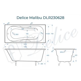 Ванна чугунная Delice Malibu DLR230628 140х75 белая