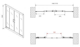 Шторка на ванну ABBER Schwarzer Diamant AG57150M 150см хром