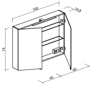Зеркальный шкаф с подсветкой Sancos Hilton Z1000 100см белый