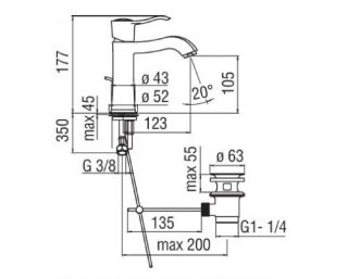 Смеситель Nobili Sofi SI98118/1BR для раковины