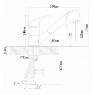Смеситель для кухни Florentina Сигма с выдвижным изливом коричневый