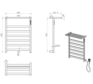 Полотенцесушитель электрический Wonzon & Woghand Frankfurt WW-A1026-MB 48x64 см чёрный матовый