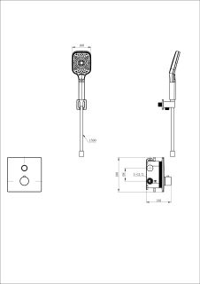 Встраиваемый смеситель для душа Wonzon & Woghand WW-D1017-B-MB с термостатом чёрный матовый