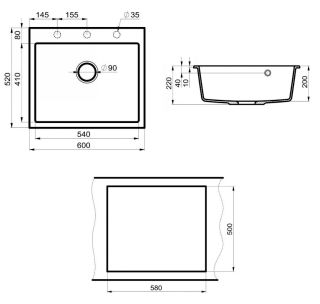 Мойка кухонная Point Бинга PN3003B 60 см черный