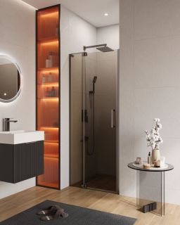 Душевая дверь CEZARES SLIDER-B-1-80/90-BR-GM оружейная сталь