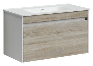 Подвесная тумба под раковину Sancos Smart SM90E 90см дуб бардолино/белый