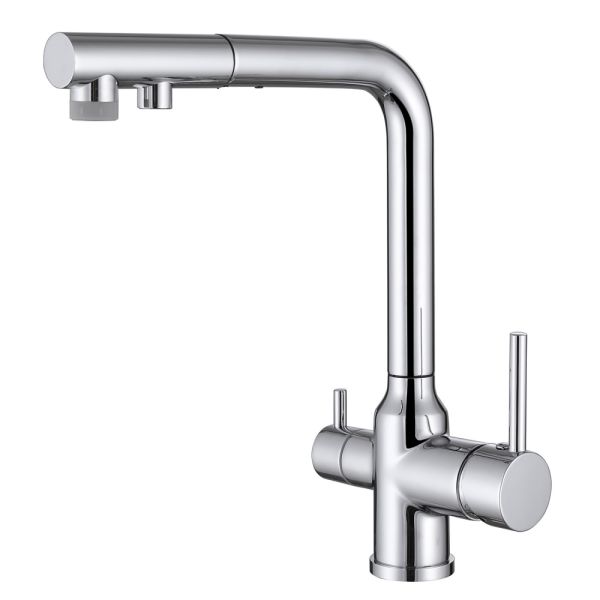 Смеситель для кухни ABBER Emotion AF8814 с подключением фильтра и выдвижной лейкой хром