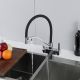Смеситель для кухни Gappo G4395-60 с подключением фильтра питьевой воды и гибким изливом хром/чёрный