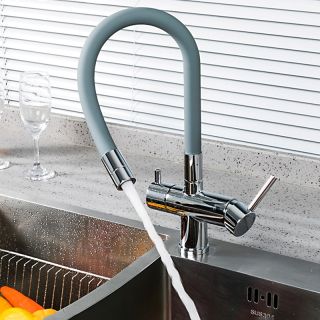 Смеситель для кухни Gappo G4398-30 под фильтр с гибким изливом серый/хром