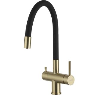 Смеситель для кухни Gappo G4398-33 под фильтр с гибким изливом чёрный/золото