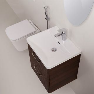 Смеситель для раковины без донного клапана с гигиеническим душем BelBagno DUE-LVM/HGN-CRM-W0