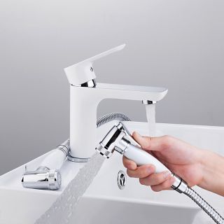 Смеситель для раковины с гигиеническим душем Gappo G1048-1 белый/хром