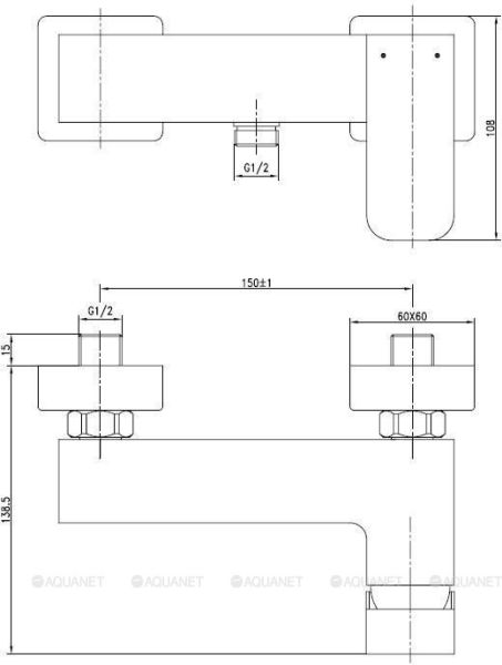 Смеситель для душа Aquanet Cubic SD90447 187231 хром