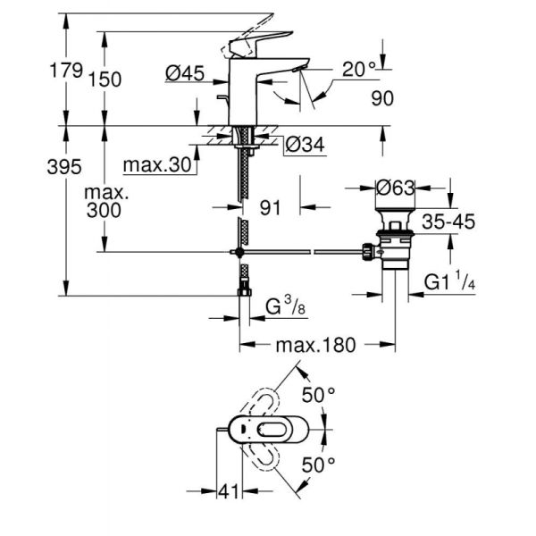 Смеситель для раковины GROHE BauLoop 23335000 хром