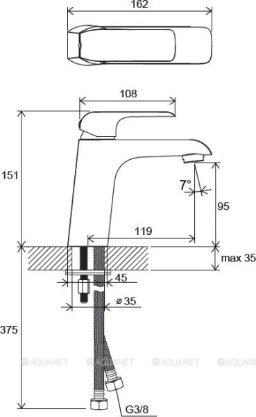 Смеситель для умывальника без донного клапана Ravak FL 014.00, X070118