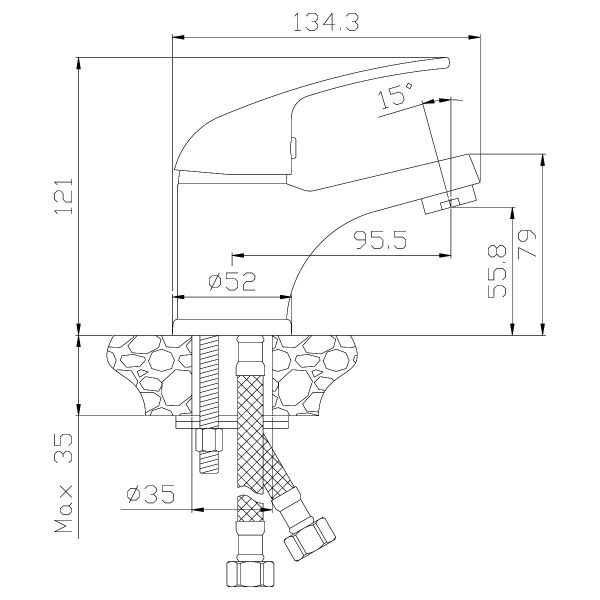 Смеситель для раковины Rossinka Y40-11 Хром