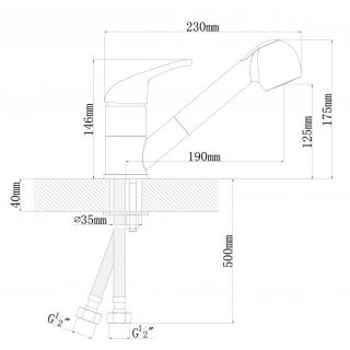 Смеситель для кухни Dr. Gans Соната с выдвижным изливом белый
