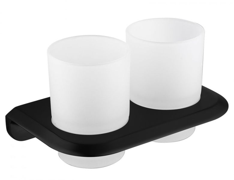 Двойной стакан для зубных щёток ABBER Nord AA1557B чёрный матовый