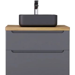 Тумба под раковину Jorno Wood 80 wood.01.80/P/GR подвесная Серая +столешница под раковину Jorno Wood 80 Wood.06.80/LW светлое дерево