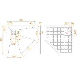 Душевой поддон RGW STONE TRAY-G 14155099-02-11 90x90 см графит