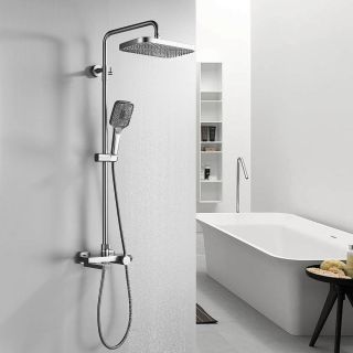 Душевая стойка Rose R1896T с термостатом пепельный