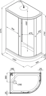 Душевая кабина Triton Коралл Щ0000043487 левая 120x80 см профиль белый стекло мозаика