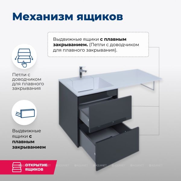 Тумба под раковину Aquanet Алвита 243662 50 см серый антрацит