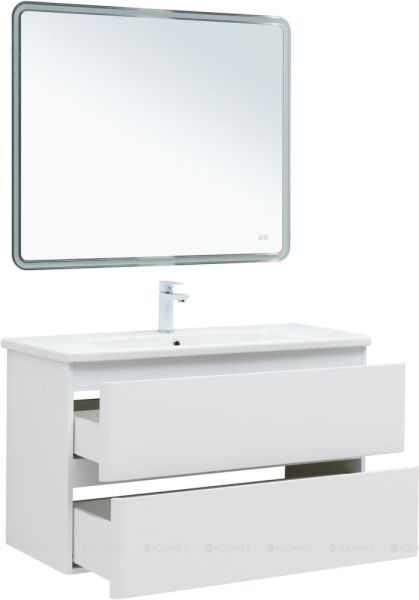 Тумба под раковину Aquanet Эмбер 330469 105 см белый матовый