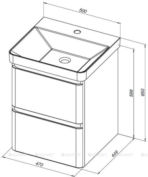 Тумба под раковину Aquanet Эмбер 330464 50 см чёрный матовый