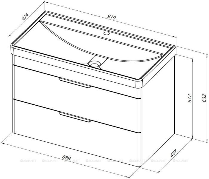 Тумба под раковину Aquanet Ирис New 336311 90 см белый глянец